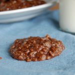 chocolate cookie on blue napkin