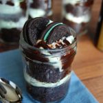 cake and ice cream in a mason jar with oreo cookies
