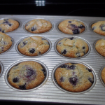 blueberry muffins in a pan